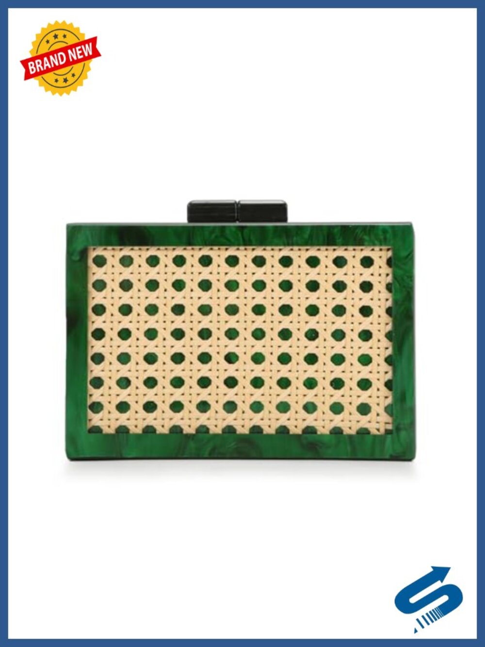 GOKTOW Rattan Acrylic Clutch Evening Bag Woven Crossbody Handbag